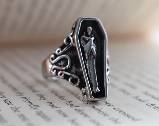 Coffin Ring, statement rings, Men, rings, adjustable jewellery, unisex jewellery