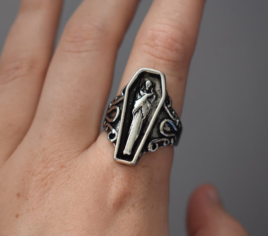 Coffin Ring, statement rings, Men, rings, adjustable jewellery, unisex jewellery
